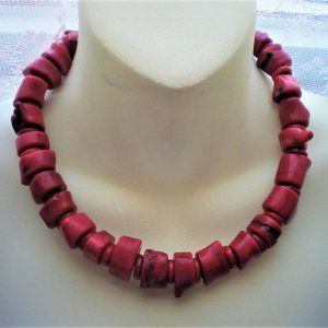 NEW Designer Dorian Webb Ox Blood Red Coral Beaded Necklace Sterling Clasp